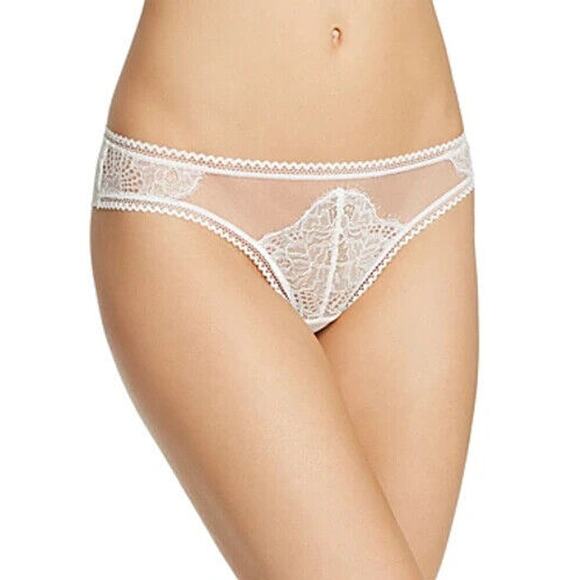 Thistle and Spire Eyelash Mirage Thong Womens XL Ivory Lace Sheer Revole - Picture 1 of 7